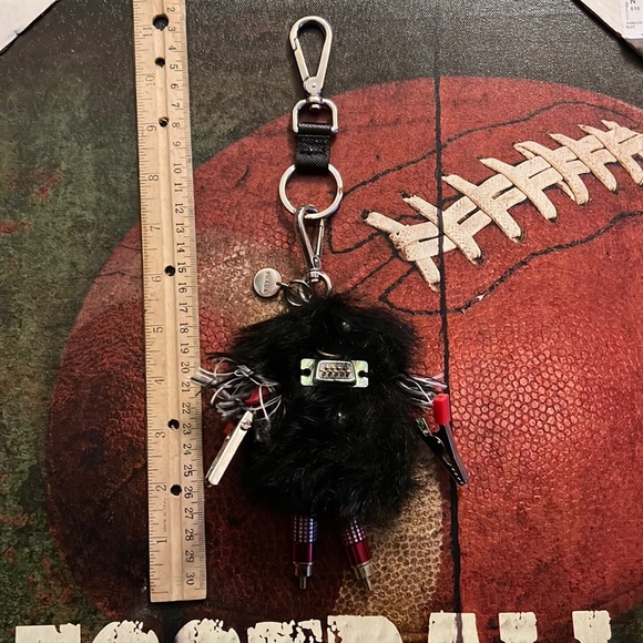 PRADA ROBOT REFUS FURRY KEYCHAIN BAG PURSE FUR KEY CHARM GIFT BOX SILVER LEATHER - Picture 13 of 16